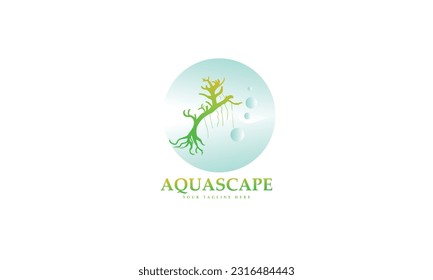 Fesselnde Aquascape: Eine ruhige Oase des Ozeanischen Blues mit zarten Bläschen, strahlenden Tiefen und dem grässvollen Bonsai
