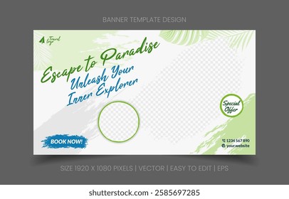 captivating banner abstract background vacation agency promotion with image replacement easy to edit ideal for travel ads