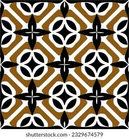 Captivating black and brown art deco pattern on a white background, reminiscent of art nouveau floor patterns and intricate patterned tilework.