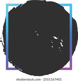 Cativante círculo grunge preto em um quadro quadrado azul e roxo adiciona um toque moderno a qualquer projeto. Perfeito para cartazes, banners e muito mais