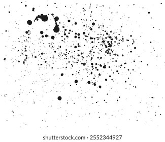 Captivating black ink splatters on white background for creative projects. Modern and versatile design with endless possibilities. Let your creativity flow.