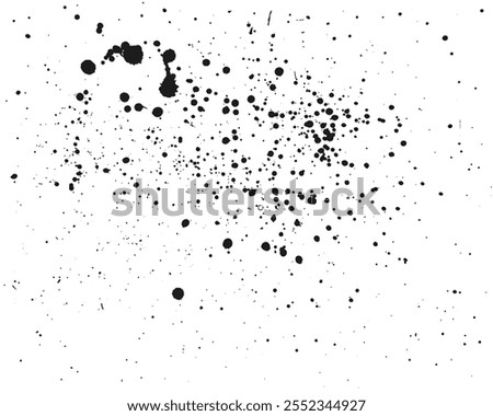 Captivating black ink splatters on white background for creative projects. Modern and versatile design with endless possibilities. Let your creativity flow.