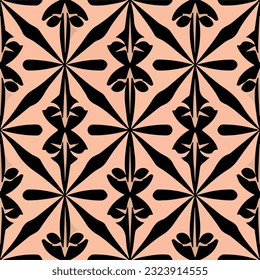 Captivating black and pink pattern on soft pink backdrop. Inspired by art nouveau and art deco styles, damask pattern creates stunning visual.