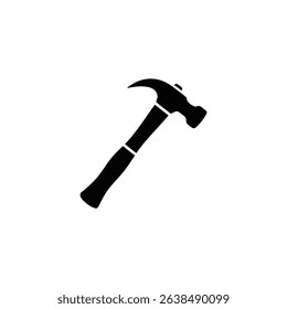 Captivating black silhouette of a claw hammer tool, ideal for construction, carpentry projects, and home repair needs. Perfect graphic resource for projects and design needs.