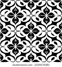 Captivating black and white abstract design reminiscent of art nouveau patterns, with repeating elements that could grace both floors and fabric.