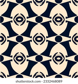 Captivating black and white art deco pattern consisting of repeating circles, creating a mesmerizing fabric design.