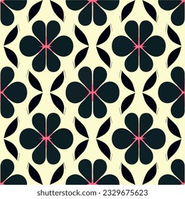 Captivating black and white flower pattern on a white background, reminiscent of art nouveau designs, with a delightful peppermint motif that adds a touch of elegance.