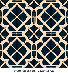 Captivating black and white geometric design, reminiscent of the exquisite tilework seen in art deco and art nouveau styles, showcasing harmonious balance of shapes and lines.