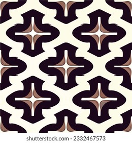 Captivating black and white pattern embellished with brown arrows. Reminiscent of intricate tilework, this design showcases the charm of Art Deco patterns while incorporating the fascinating.