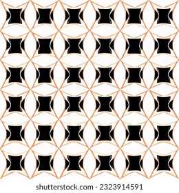 Captivating black and white pattern enriched with orange accents. seamless, repeating fabric pattern combines art deco motifs with an overlay of aizome pattern, creating unique.