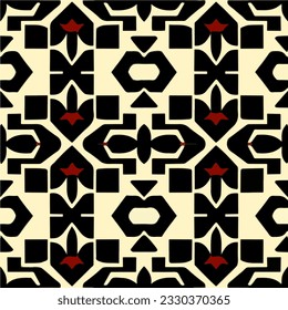 Captivating black and white pattern inspired by the art deco era, featuring red accents that enhance its peppermint like motifs.