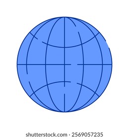 A captivating blue globe vector illustration with detailed latitude and longitude lines, showcasing the Earth's coordinate system. Perfect for educational, navigation, and mapping purposes