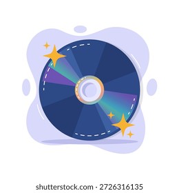 Fesselndes Blue Shiny Compact Disc flaches Design Vektor leeren Zustand ui Element