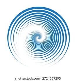 A captivating blue spiral vortex with concentric lines creating a sense of depth and motion, ideal for abstract backgrounds or design elements.