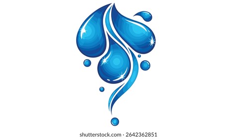 Captivating Blue Water Droplets Elegantly Cascading Downward Symbolizing Purity Freshness and Environmental Consciousness With A Flowing Design
