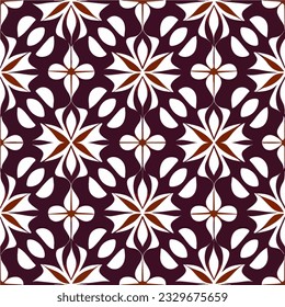 Captivating brown and white geometric design, reminiscent of art nouveau floor patterns or intricate tilework. The seamless pattern adds to its charm, making it suitable for various.