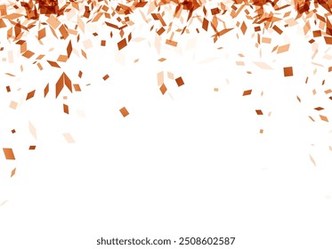 Una cautivadora cascada de fragmentos de cristal ámbar sobre un fondo blanco puro, lo que sugiere calidez y vitalidad.