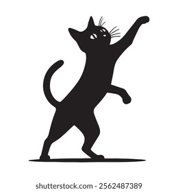 Captivating Cat Silhouette: Vibrant, Playful Stock Illustration