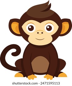 the captivating charm of a male monkey portrayed in this vector illustration. Ideal for whimsical designs, captivating children's literature, and endearing graphics. Elevate your projects with this hi