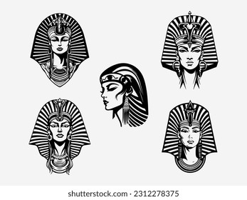 El diseño del logo inspirado en Cleopatra cautivará con un toque de mano, exuberante elegancia, poder y encanto intemporal. Perfecto para marcas de lujo y negocios de belleza.