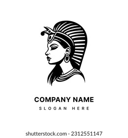 Captivating Cleopatra inspired logo design with a hand drawn touch, exuding elegance, power, and timeless allure. Perfect for luxury brands and beauty businesses.