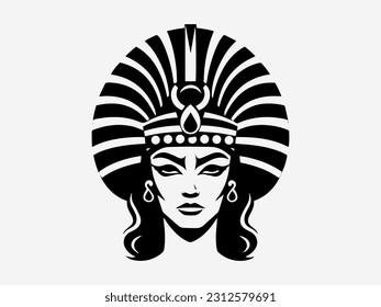 El diseño del logo inspirado en Cleopatra cautivará con un toque de mano, exuberante elegancia, poder y encanto intemporal. Perfecto para marcas de lujo y negocios de belleza.