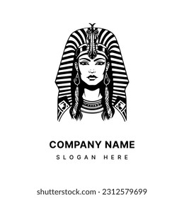 Captivating Cleopatra inspired logo design with a hand drawn touch, exuding elegance, power, and timeless allure. Perfect for luxury brands and beauty businesses.