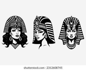 Captivating Cleopatra inspired logo design with a hand drawn touch, exuding elegance, power, and timeless allure. Perfect for luxury brands and beauty businesses.