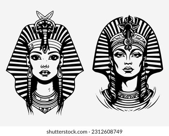 El diseño del logo inspirado en Cleopatra cautivará con un toque de mano, exuberante elegancia, poder y encanto intemporal. Perfecto para marcas de lujo y negocios de belleza.