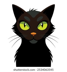 Close cativante de um gato preto com olho verde surpreendente