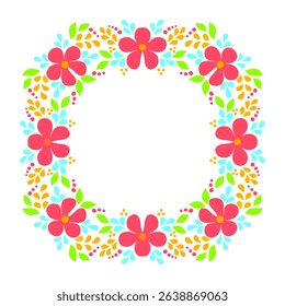 A captivating close-up of a round floral design featuring a diverse array of blossoms in rich hues ideal for various design projects requiring a botanical aesthetic.