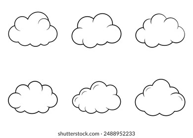 Captivating Cloud Line Art Vector Bundle Set Illustration for Digital and Print Graphics.