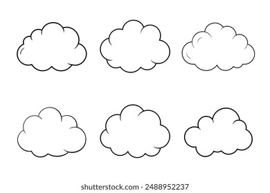 Fesselnde Cloud Line Art Vektorgrafik Paket Set Illustration für Digital- und Druckgrafiken.