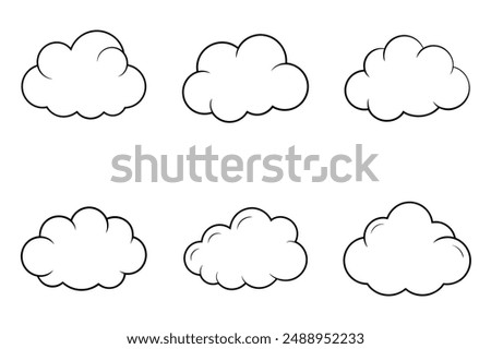 Captivating Cloud Line Art Vector Bundle Set Illustration for Digital and Print Graphics.