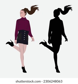A Captivating Collection of Adult Girl Silhouettes with Portrait in Fashion Style.