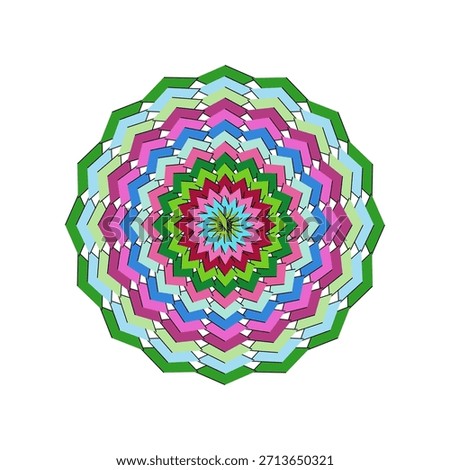A captivating and colorful geometric pattern creates an eye-catching circular design.