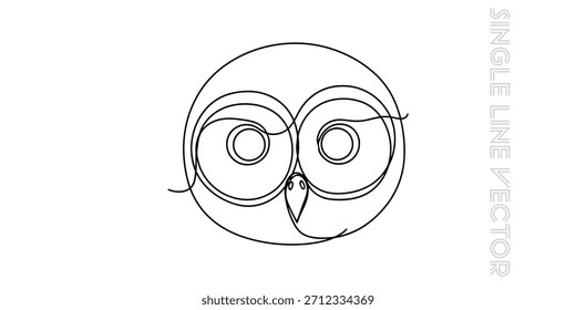 A captivating continuous line art drawing of a wise owls head, rendered in a clean, minimalist style Perfect for modern design, branding, and educational content