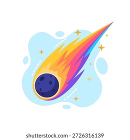 Fesselnde kosmische Meteor Dusche Display mit flachen Design-Vektorgrafik Geeignet für leere Zustand UI-Bildschirme