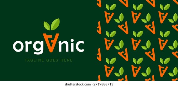 Design cativante mostra tema orgânico com fundo verde vibrante e motivos vegetais divertidos