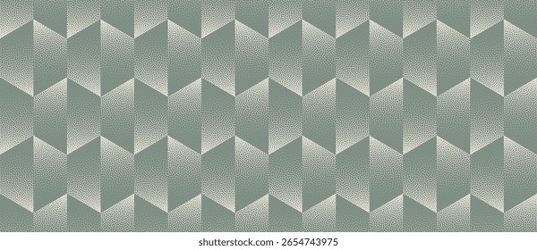 Captivating design showcases a vintage-inspired geometric grainy pattern with hexagonal shapes in pale green hues. This modern yet retro style graphic backdrop adds unique touch to any artistic decor