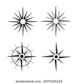 Captivating designs of sun and compass symbols showcasing artistic flair and creativity