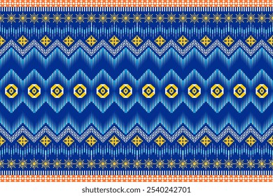 A captivating digital artwork showcasing a traditional Southeast Asian textile pattern. The design features intricate geometric patterns in vibrant colors 