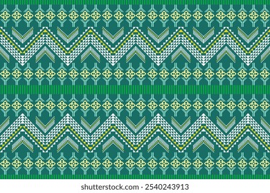 A captivating digital artwork showcasing a traditional Southeast Asian textile pattern. The design features intricate geometric patterns in vibrant colors
