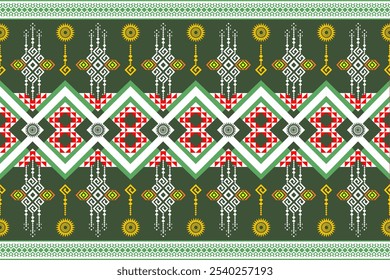 A captivating digital artwork showcasing a traditional Thai silk pattern. The design features intricate geometric patterns