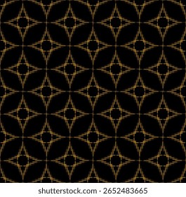 Um modelo digital cativante apresenta formas de diamante dourado interligadas em um fundo escuro, criando um design simétrico