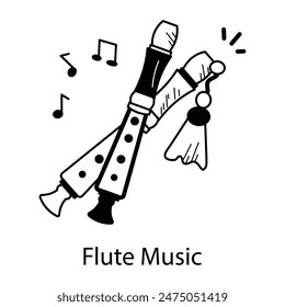 A captivating doodle icon of flute music 