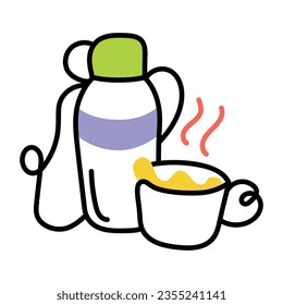 Fesselnde Doodle-Ikone für Teethermos 