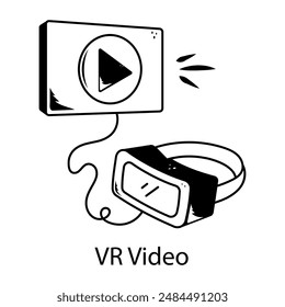 A captivating doodle icon of vr video 