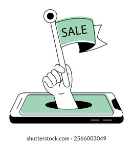 A captivating doodle mini illustration of online sale 