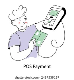 Captivating doodle mini illustration of pos payment 